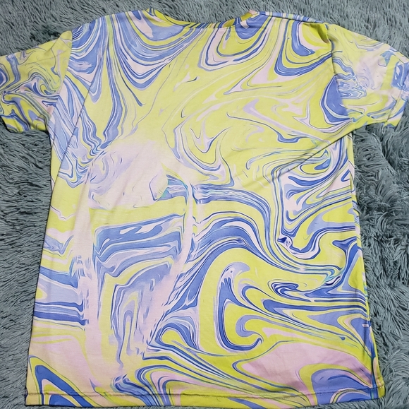 Unisex Yellow and Blue Marbled Inspirational Shirt - Picture 3 of 4